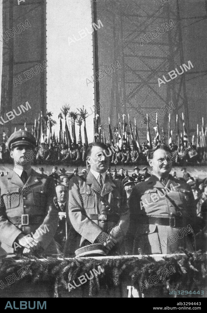 Adolf Hitler with Hess and Goring on National Labour Day - May 1, 1934.
