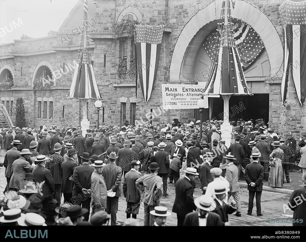HARRIS & EWING. Fifth Regiment Armory, Baltimore, Maryland - Exterior Scenes During Democratic National Convention, 1912.