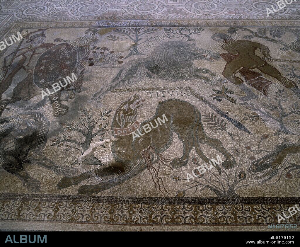 MUERTE DE ADONIS- MARTE Y VENUS- MOSAICO DE LA VILLA DE MATERNO CINEGIO - S IV.