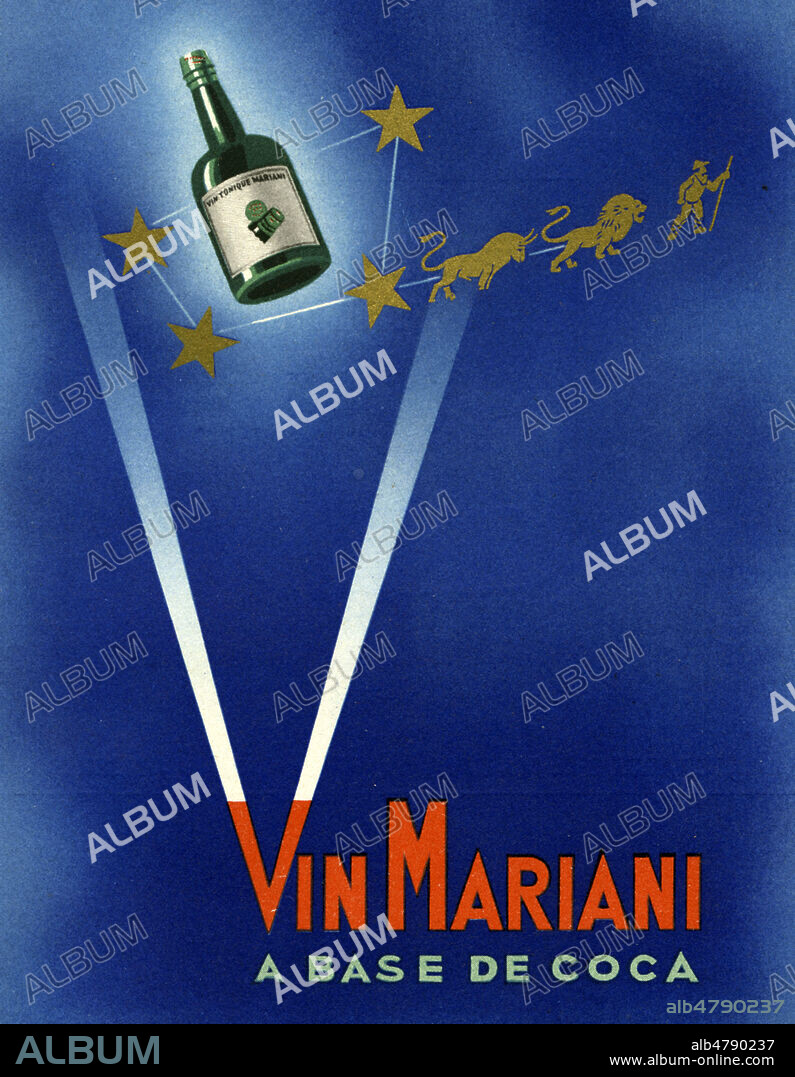 'Vin Mariani a base de coca'. Illustration anonyme pour une publicite vers 1935. Credit : Collection IM/KHARBINE-TAPABOR.