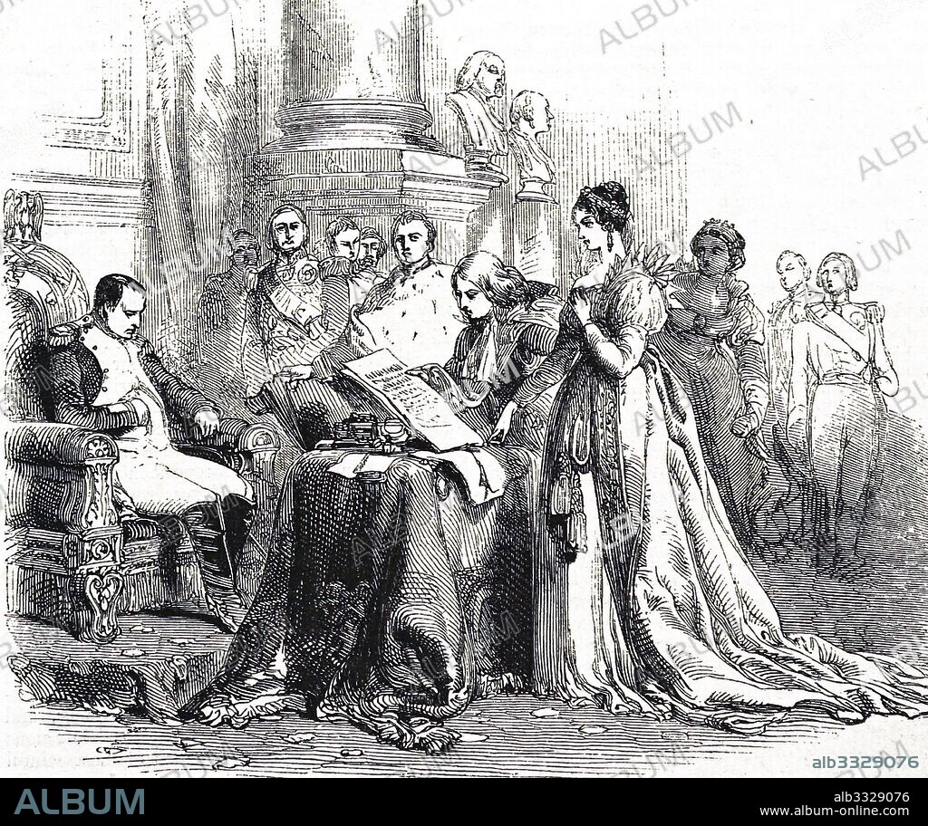 Divorce of Napoleon and Josephine, 1810. Josephine agreed to the divorce so the Emperor could remarry in the hope of having an heir. The divorce ceremony took place on 10 January 1810 and was a grand but solemn social occasion, and each read a statement of devotion to the other.