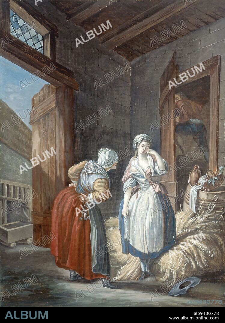 The Peasant Woman Quarreled by Her Mother, Baudouin, Pierre-Antoine (workshop of), Draftsman, Around 1765, 18th century, Cognacq-Jay Museum, the taste of the 18th century, Graphic arts, Drawing, Dessin, Gouache, Papier, Dimensions - Work: Height: 29.5 cm, Width: 22 cm, Dimensions - Frame: Height: 39 cm, Width: 31 cm, Profondeur: 4 cm.