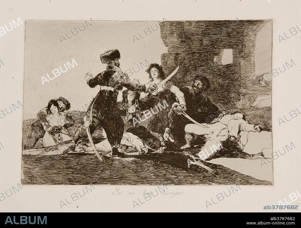 Francisco de Goya y Lucientes / 'Ya no hay tiempo'. 1810 - 1814. Aguada, Aguafuerte, Bruñidor, Buril, Punta seca sobre papel avitelado, ahuesado, 166 x 239 mm.
