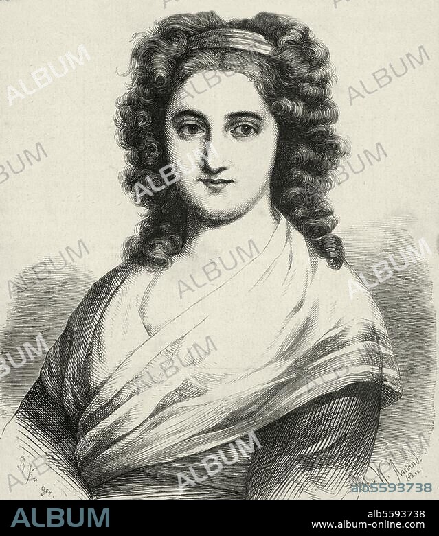 Herz, Henriette, geb. de Lemos. 5.9.1764 (Berlin) - 22.10.1847 (Berlin). verehel. mit dem Arzt u. Philosophen Marcus Herz; ihr Salon war Sammelpunkt der Frühromantik. - Portrait - Holzstich, 19. Jh., nach Gemälde von A.Graff.