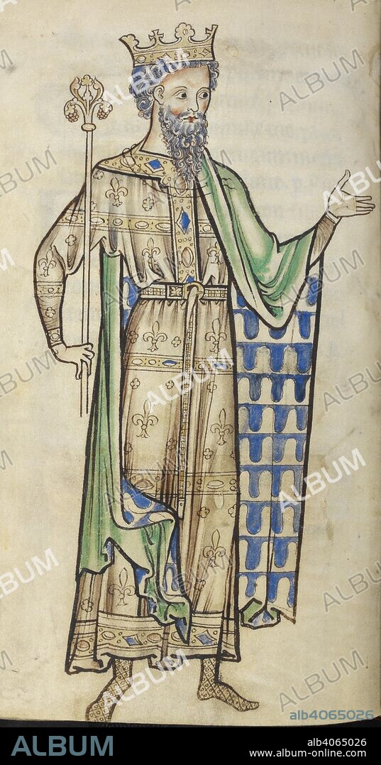 Drawing of a king holding a sceptre . Westminster Psalter. England (Westminster or St Albans); circa 1250. Source: Royal 2 A. XXII, f.219v. Language: Latin.