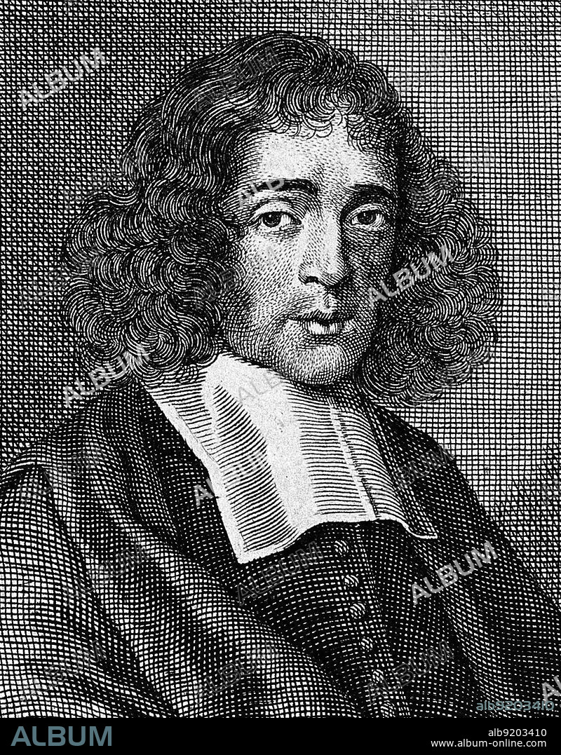 Baruch Spinoza (1632-1677) was a Dutch philosopher of Portuguese Sephardi Jewish origin. Spinoza's Ethics, published posthumously, became a key text in Western philosophy. Line engraving by Etienne Fessard, 1744.