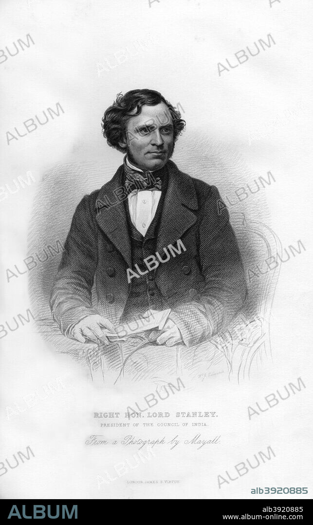 Edward Henry Stanley, 15th Earl of Derby, British statesman, 19th century. Portrait of Stanley (1826-1893).
