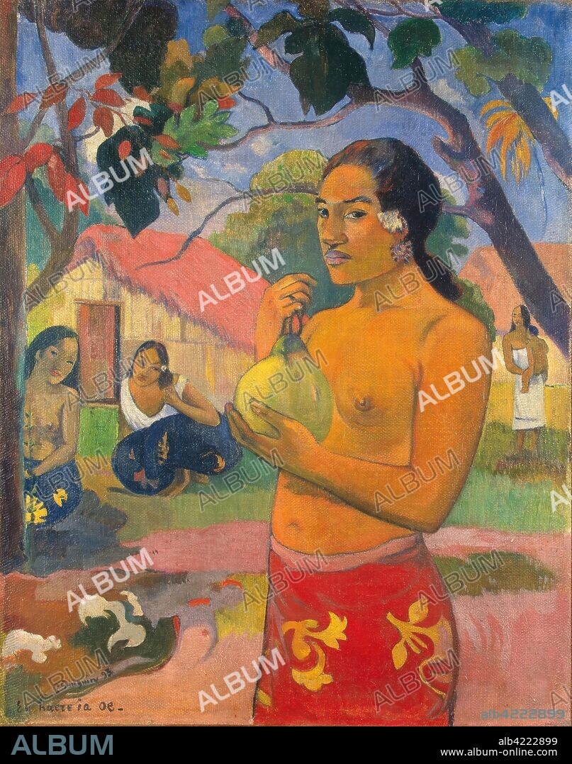 EUGÈNE HENRI PAUL GAUGUIN. 'Woman Holding a Fruit; Where Are You Going? (Eu haere ia oe)'. France, 1893. Dimensions: 92,5x73,5 cm.
