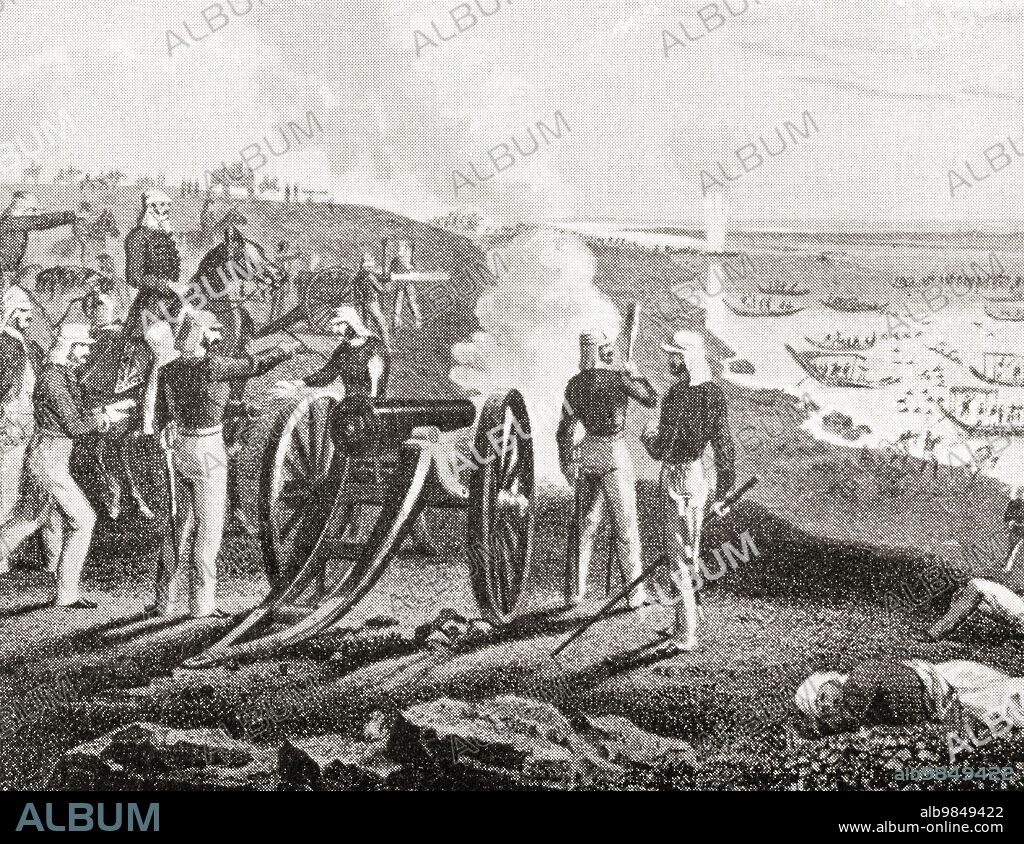 Vincent Eyre at the Siege of Arrah during the Indian Rebellion of 1857, seen here driving the mutineers into the Ganges. Major-General Sir Vincent Eyre, 1811Ã¢â‚¬â€œ1881. Bengal artillery officer in the Indian Army. From Hutchinson's History of the Nations, published 1915.