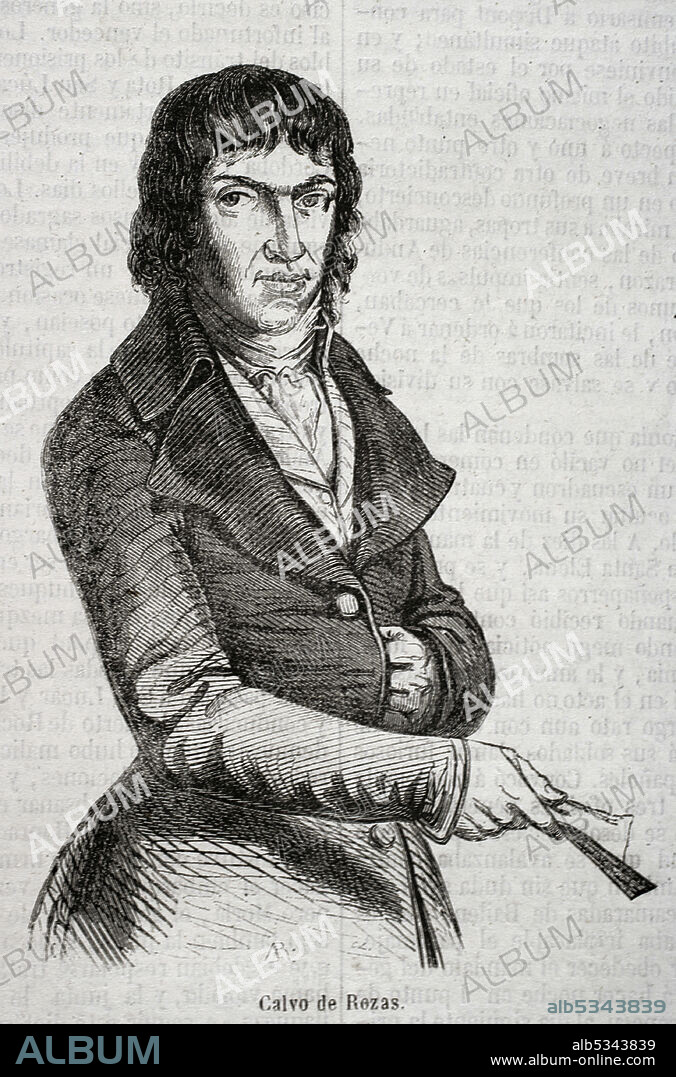 Lorenzo Calvo de Rozas (1773-1850). Político liberal y escritor español. Retrato. Grabado. Historia General de España por el Padre Mariana. Madrid, 1853.