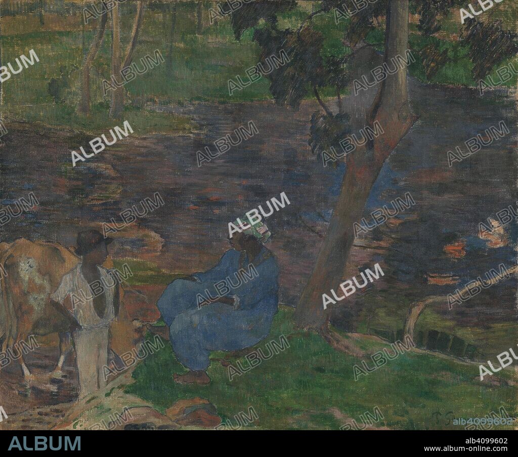 EUGÈNE HENRI PAUL GAUGUIN. On the Banks of the River at Martinique. Date: 1887, Martinique. Dimensions: 54.5 cm x 65.5 cm, 73 cm x 83.8 cm.