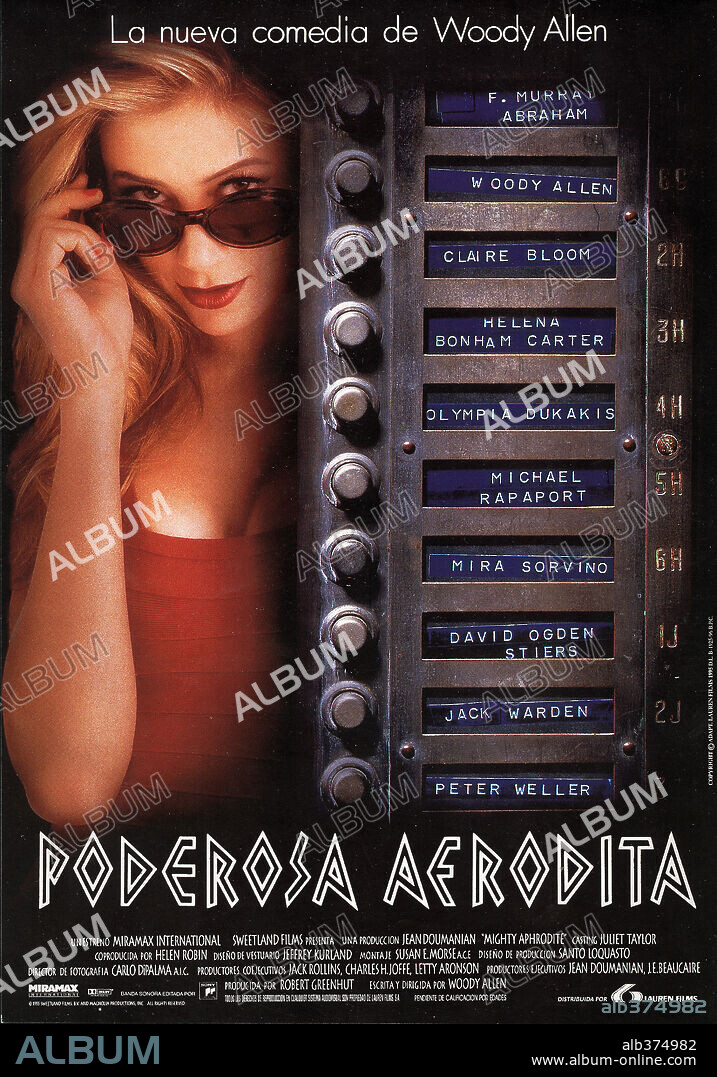 Poster de PODEROSA AFRODITA, 1995 (MIGHTY APHRODITE), dirigida por WOODY ALLEN. Copyright MIRAMAX.
