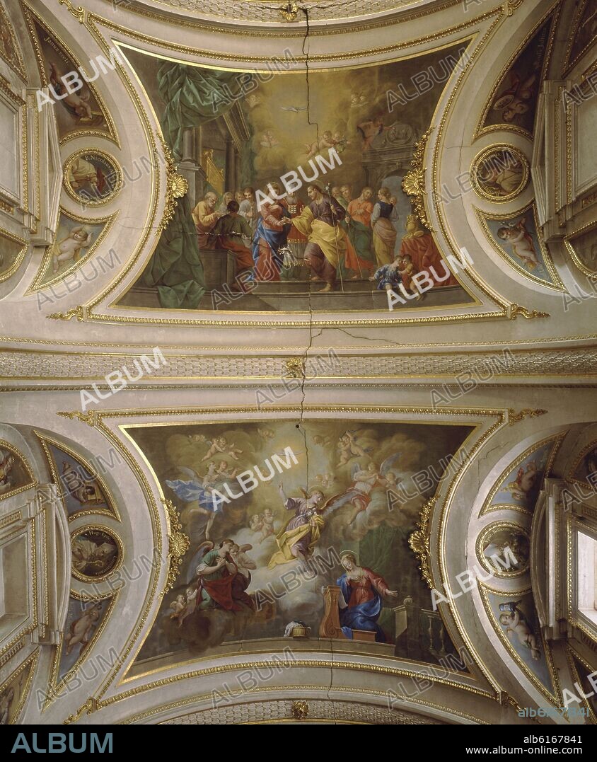 LUIS ANTONIO PLANES. BOVEDA DE LA IGLESIA - DESPOSORIOS DE LA VIRGEN Y ANUNCIACION - SIGLO XVIII.