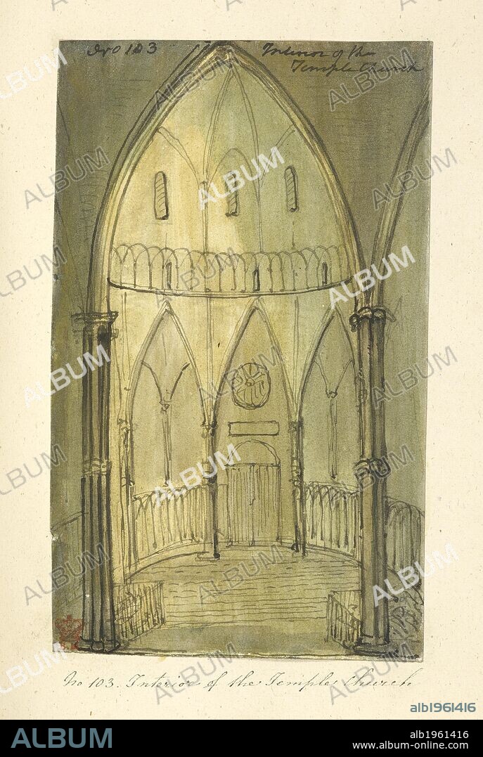 Illustration of church architecture. Journal of a Vicar from Oxfordshire travelling to London. 1826. JOURNALS of travels and parochial matters, by Rev. John Skinner, Rector of Camerton, co. Somerset. Source: Add. 33695 f.183. Language: English.