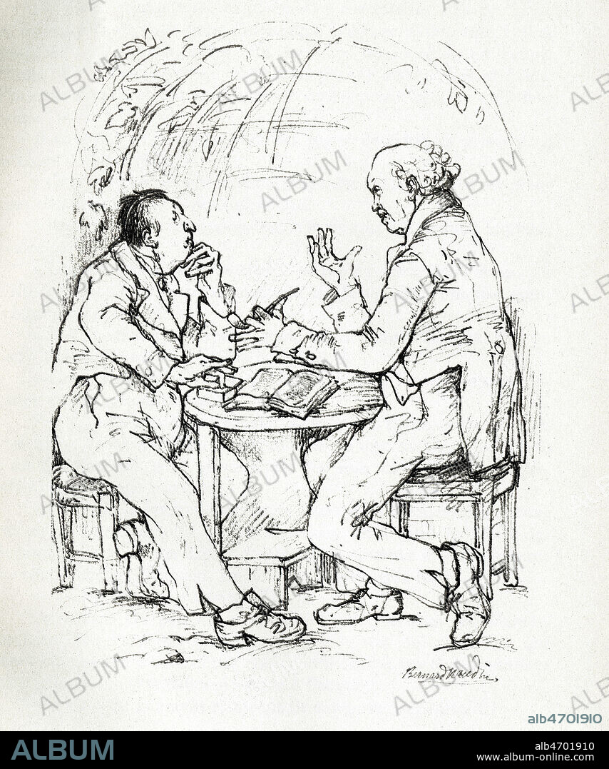 Bouvard et Pecuchet. Illustration de 1923 par Bernard NAUDIN (1876-1946) pour le roman de Gustave FLAUBERT (1821-1880). Credit : Coll. Jonas/KHARBINE-TAPABOR.
