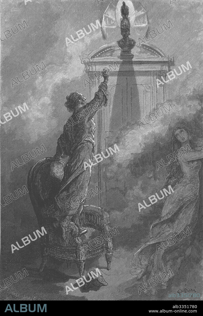 PAUL GUSTAVE DORÉ. Illustration for the poem "The Raven" by Edgar Allan Poe.