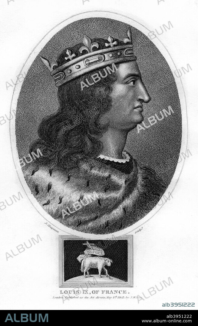 Louis IX, King of France, (1805). Louis IX (1215-1270) became king of France in 1226. Renowned for his piety and kindness to the poor, he was canonised by Pope Boniface VIII in 1297.