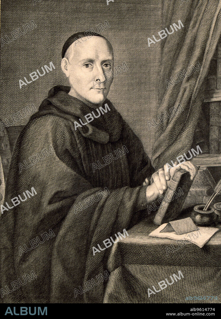 Fray Benito Jerónimo Feijoo (1676-1764), Spanish Benedictine monk and scholar, engraving in the collection 'Varones ilustres' (Distinguished men).