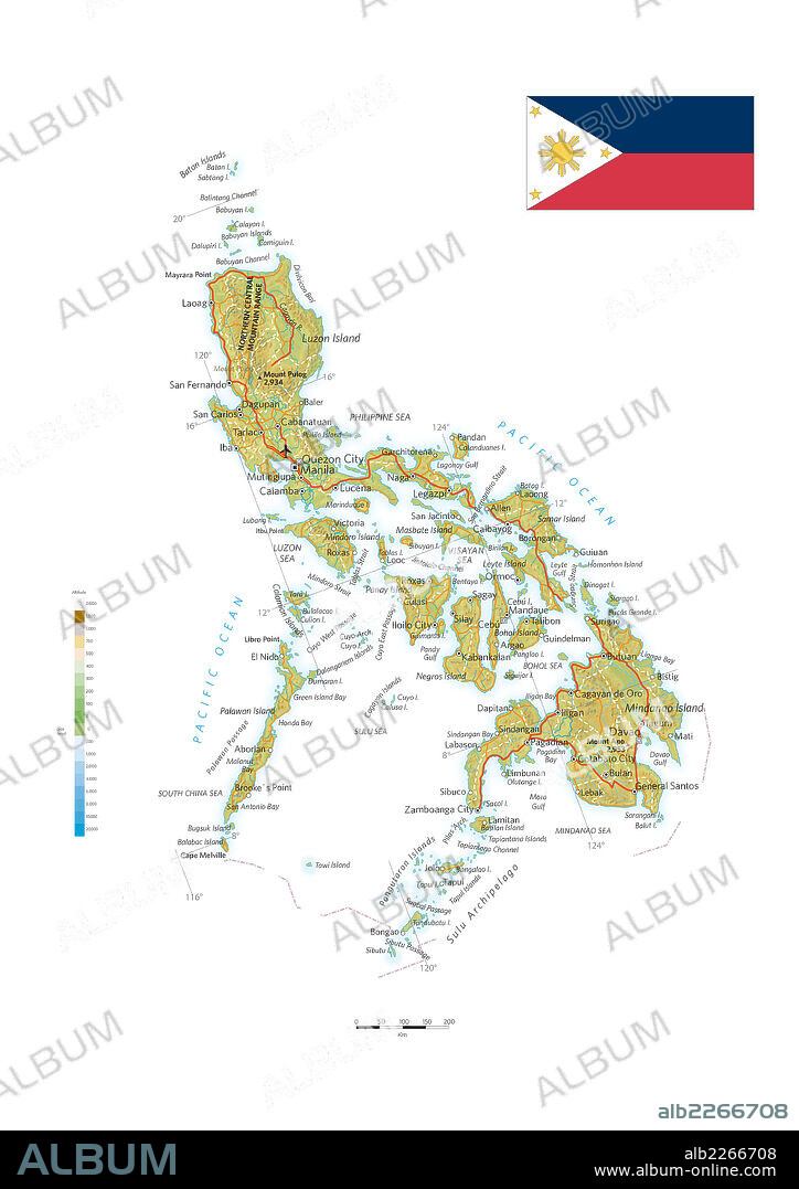 FILIPINAS. Mapa físico y político de Filipinas.