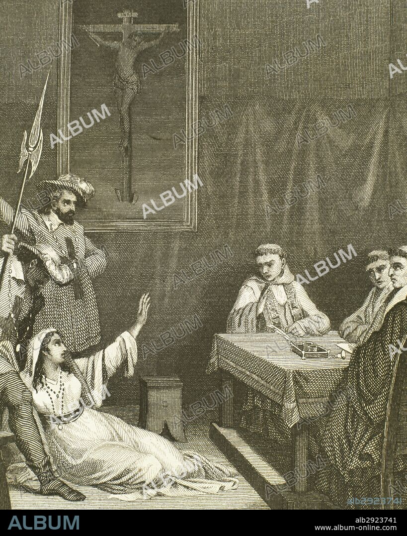 INQUISICIÓN. Establecimiento del Santo Oficio en Flandes, en los siglos XVI-XVII. Grabado del siglo XIX.