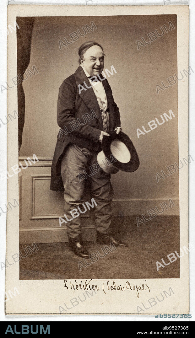 Portrait of Lhéritier Romain, (Paul Thomas dit), (1809-1885), (actor), Franck (François Gobinet de Villechole, dit), Photographer, Between 1860 and 1890, 2nd half of the 19th century, Photography, Graphic arts, Photography, Albumen paper print, Dimensions - Work: Height: 8.9 cm, Width: 5.4 cm, Dimensions: Height: 10.5 cm, Width: 6.2 cm.