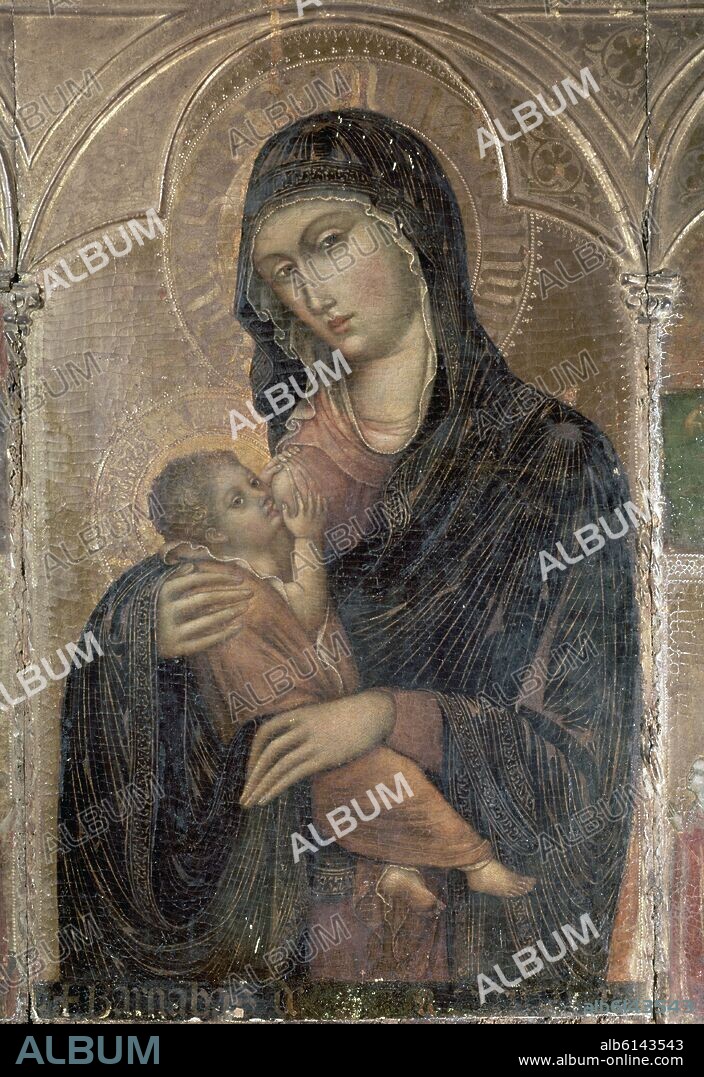 BARNABA DA MODENA. RETABLO DE LA VIRGEN DE LA LECHE - DETALLE CENTRAL - VIRGEN DE LA LECHE - 1367 - TABLA - 118 × 87 cm - GOTICO ITALIANO.
