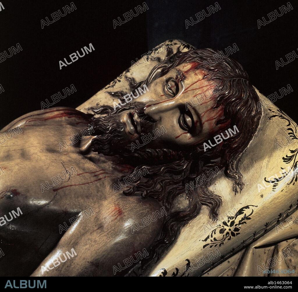 ARTE BARROCO. ESPAÑA. S. XVII. FERNANDEZ, Gregorio (Pontevedra o Sarria, h.1576Valladolid, 1636). Escultor español, máximo representante de la escultura barroca castellana. "CRISTO YACENTE" (detalle). Convento de Santa Ana. VALLADOLID. Castilla-León.