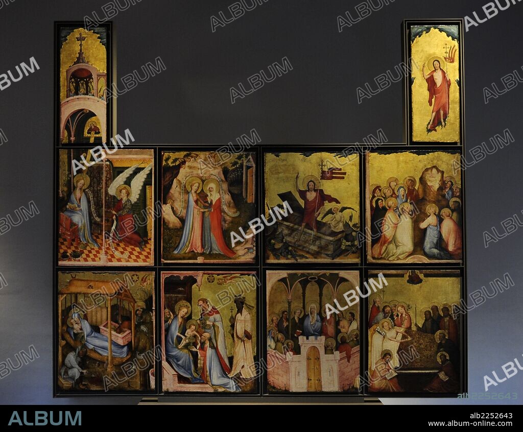 ARTE MEDIEVAL. GOTICO. HOLANDA. XV. RETABLO DEL RIN MEDIO. Hacia el 1410. Durante el siglo XIV el uso de retablos se hizo cada vez más común. Interior: Anunciación, visitación, Adoración Reyes, Resurrección, Ascensión, Pentecostés y Asunción. Museum Catharijneconvent. Utrecht. Países Bajos.