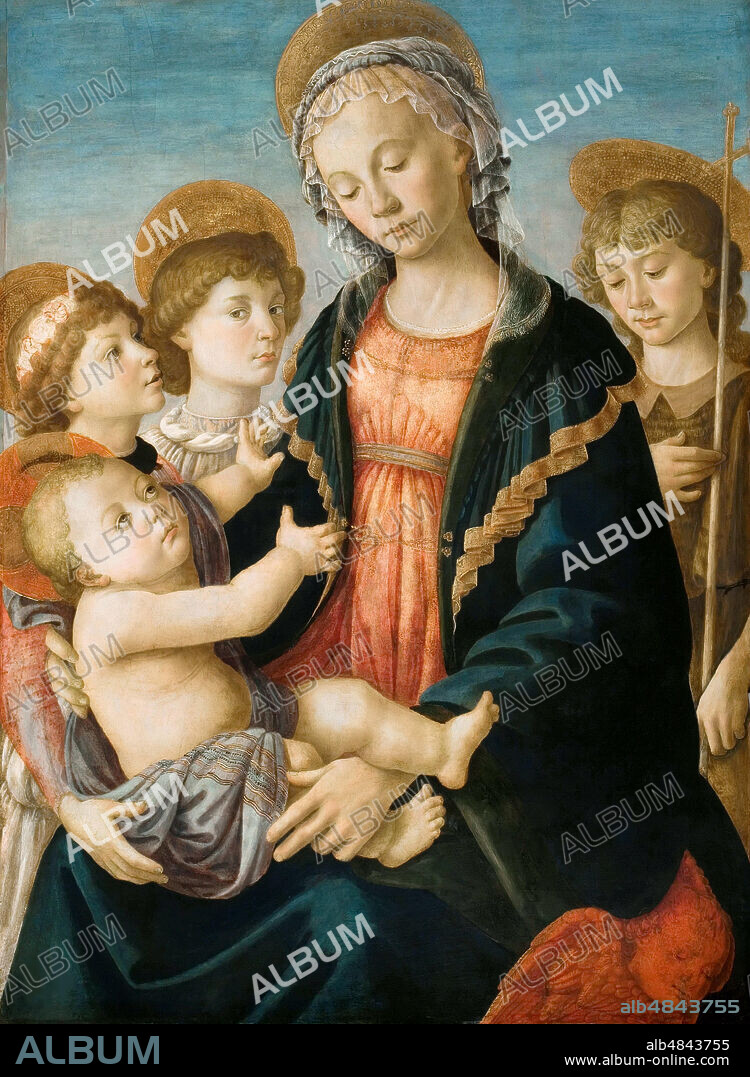 SANDRO BOTTICELLI. The Virgin and Child with Two Angels and the Young Saint John the Baptist.