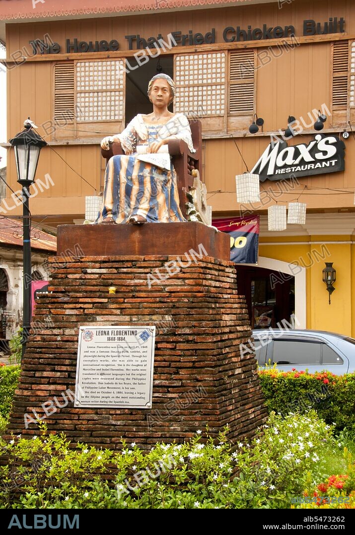 Leona Florentino (April 19, 1849-October 4, 1884) was a Filipino poet in the Spanish and Ilocano languages. She is considered as the 'mother of Philippine women's literature'. Born to a wealthy and prominent family in Vigan, Ilocos Sur, Florentino began to write her first verses in Ilocano at a young age. Despite her potential, she was not allowed to receive a university education because of her gender. Florentino was instead tutored by her mother, and then a series of private teachers. An educated Ilocano priest taught her advanced Spanish and encouraged her to develop her voice in poetry. Due to the feminist nature of her writings, Florentino was shunned by her husband and son, and so was forced to live alone in exile and separately from her family. The City of Vigan is the capital of the Province of Ilocos Sur and located on the western coast of the island of Luzon. Vigan is the only surviving historic city in the Philippines that dates back to the 15th century Spanish colonial period. The town was also an important trading post in pre-colonial times with a community of Chinese traders from Fujian settled in the area. Today it has been awarded UNESCO World Heritage Site status acknowledging that it is one of the few Hispanic towns left in the Philippines, and is well-known for its cobblestone streets, and a unique architecture that fuses Philippine and Oriental building designs and construction, with colonial European architecture.