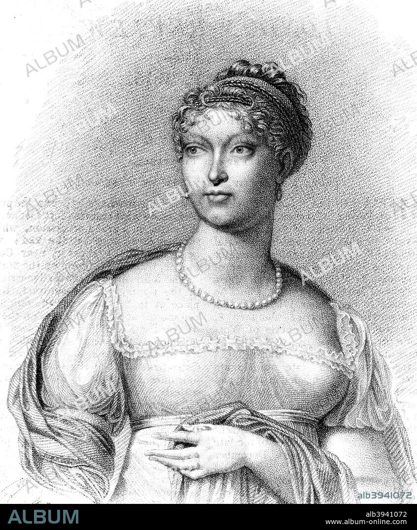 Marie Louise, Duchess of Parma, second wife of Napoleon Bonaparte, 1815. The eldest daughter of Francis II of Austria, Marie Louise (1791-1847) became Empress of the French when she married Napoleon in 1810. After he was forced to abdicate in 1814 she returned to Austria, refusing to join him either in exile or after he returned to France in 1815.