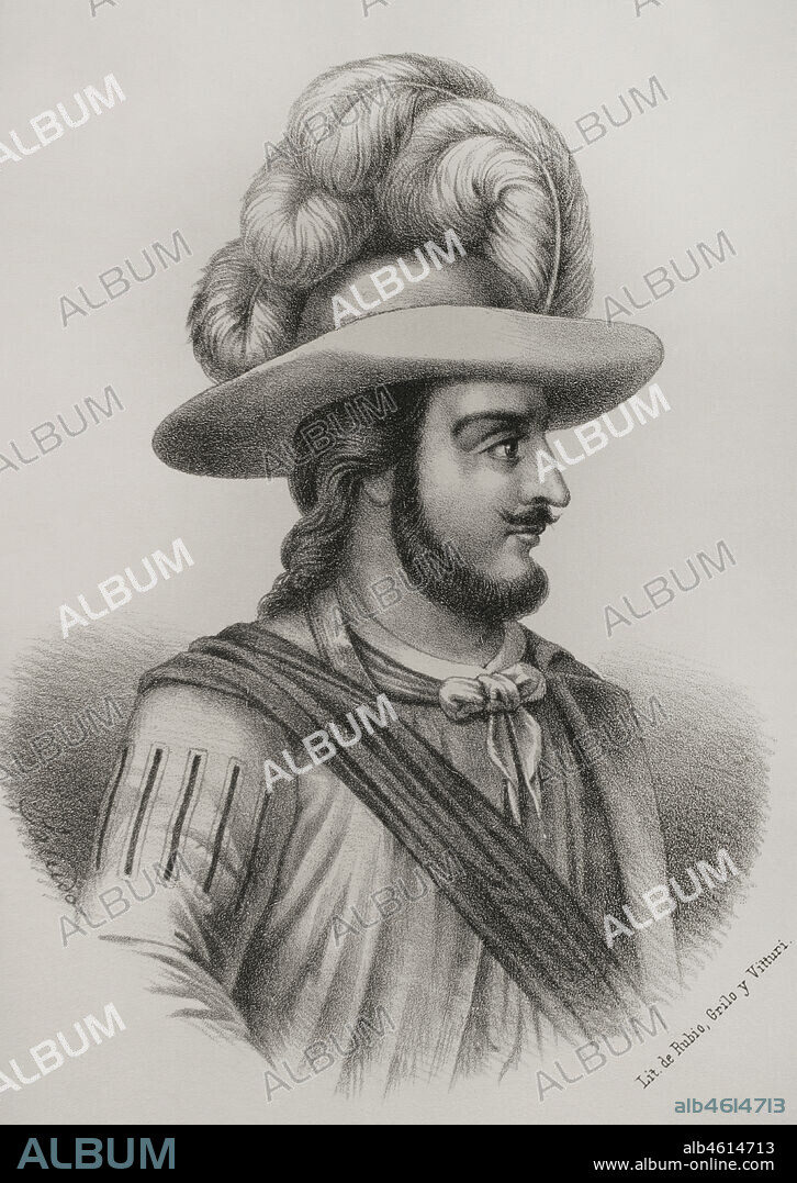 Miguel López de Legazpi (1502-1572). Spanish admiral. First Governor-General of the Captaincy General of the Philippines (1565-1572). Founder of the city of Manila in 1571. Portrait. Lithography. Crónica General de España, Historia Ilustrada y Descriptiva de sus Provincias (General Chronicle of Spain, Illustrated and Descriptive History of its Provinces), Philippines, 1871.