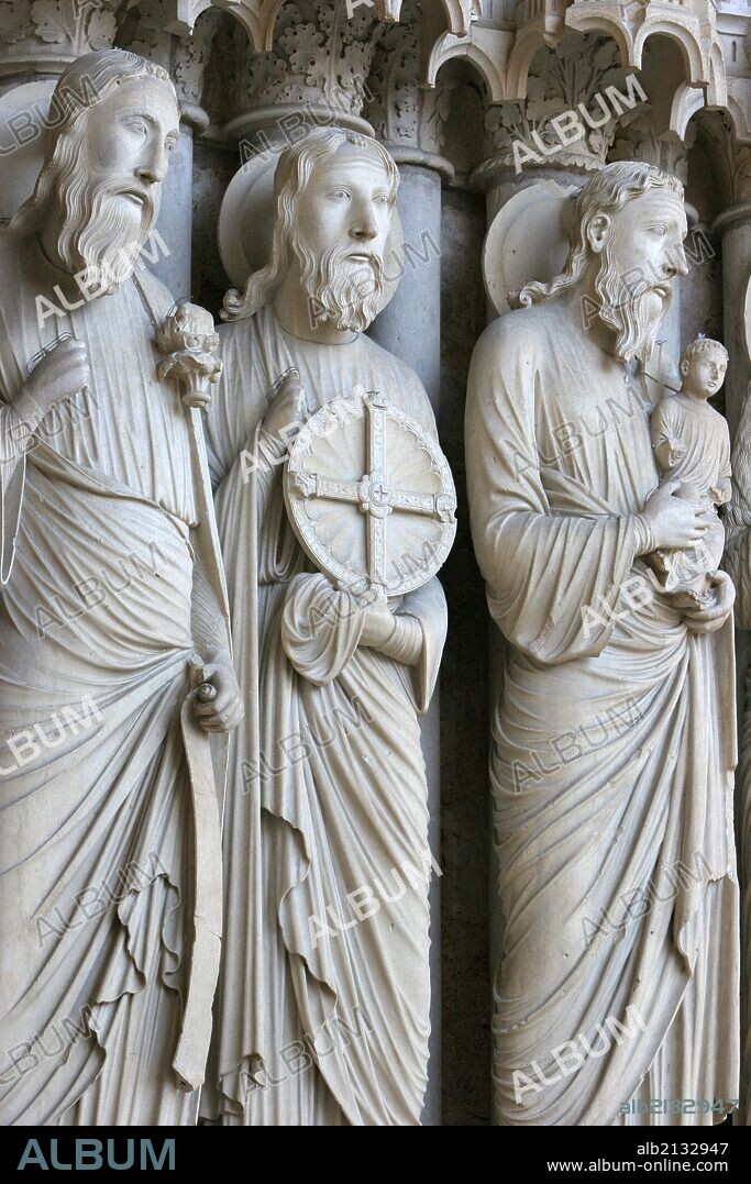Chartres cathedral, Northern Gate sculptures Isaiah, Jeremy, Simon.
