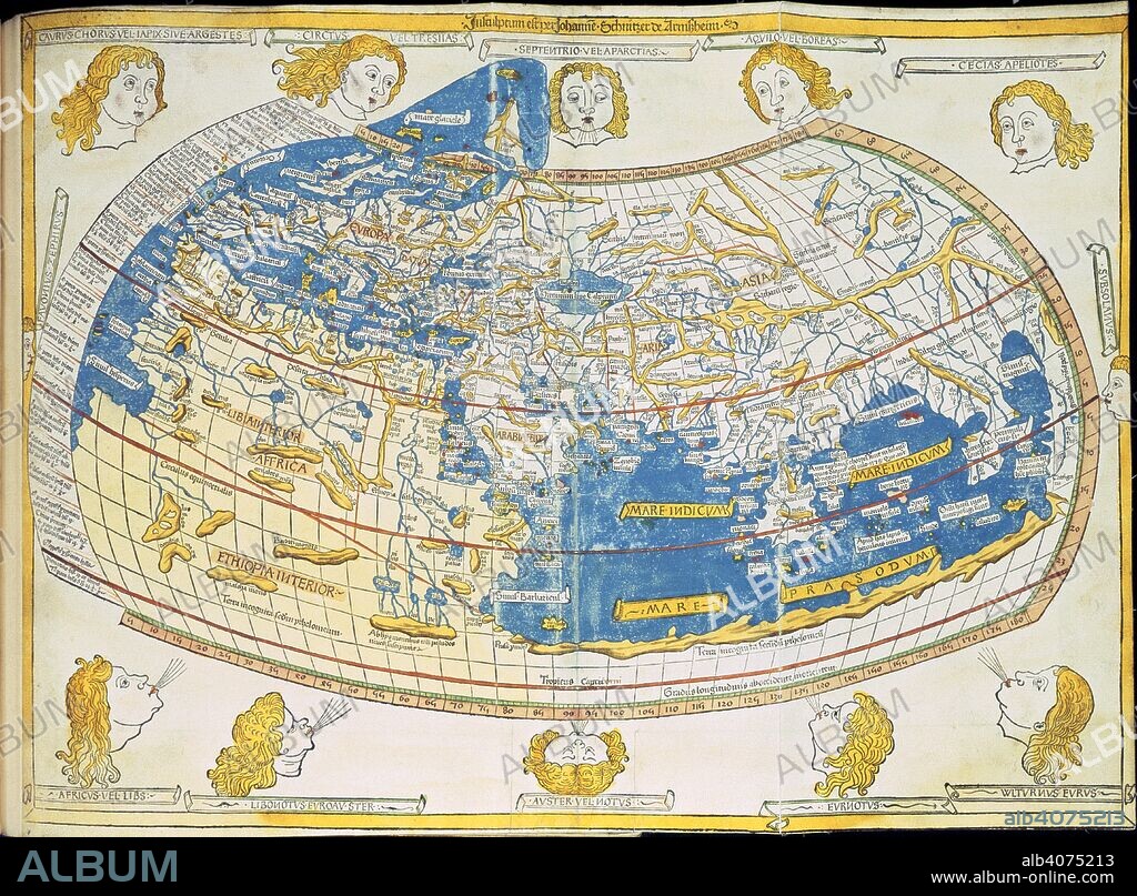 Ptolemic World Map. Geographia Latin. Beatissimo Patri Paulo Secundo P. Ulm, 1482. World Map by Ptolemy.  Image taken from Geographia Latin. Beatissimo Patri Paulo Secundo Pontifici.  Originally published/produced in Ulm, 1482. . Source: IC.9303,.