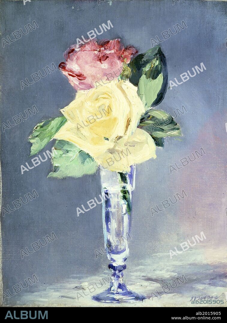 EDOUARD MANET. Édouard Manet / 'Roses in a Champagne Glass', c. 1882, Oil on canvas, 32.4 × 24.8 cm.