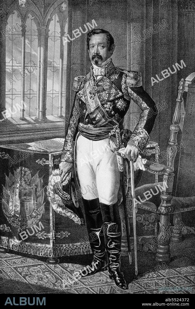 RAMON MARIA DE NARVAEZ. GENERAL Y POLITICO ESPAÑOL. 1800 - 1868. GRABADO RETRATO. BIBLIOTECA NACIONAL . MADRID.