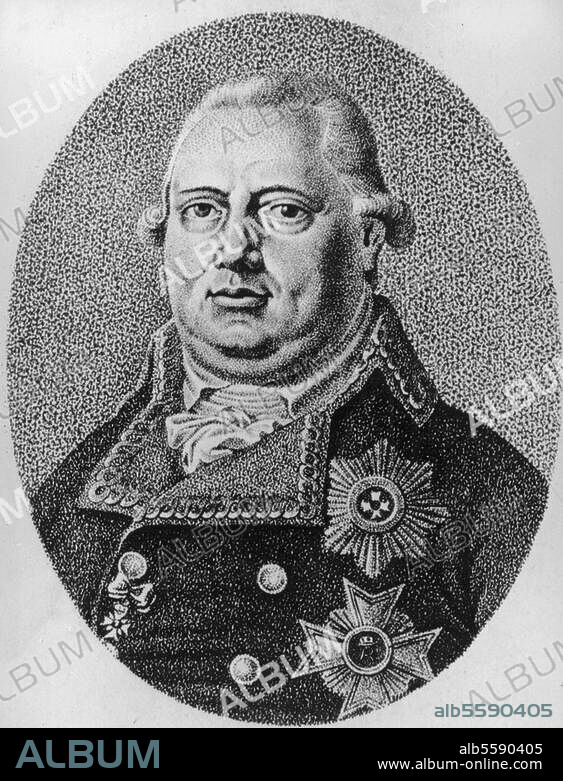 Frederick (Friedrich) I, Duke (1797-1803), Elector (1805-1806), then King. (1805-1806) of Württemberg; Treptow. 6.11.1734 - Stuttgart 20.10.1816. "Friedrich König von Württemberg". Stipple engraving, contemporary, by Christian Schule (1764-1816).