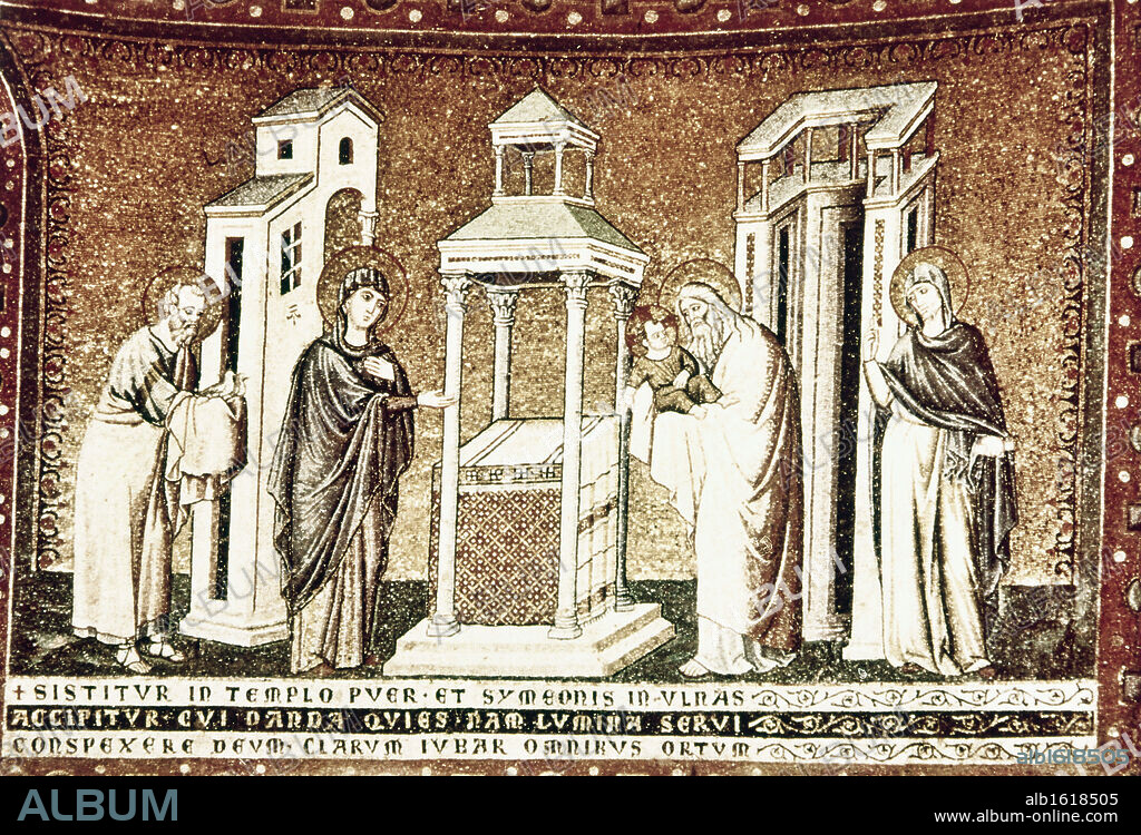 PIETRO CAVALLINI. Presentation In The Temple   Cavallini, Pietro(ca.1250-1330 Italian)  Mosaic.