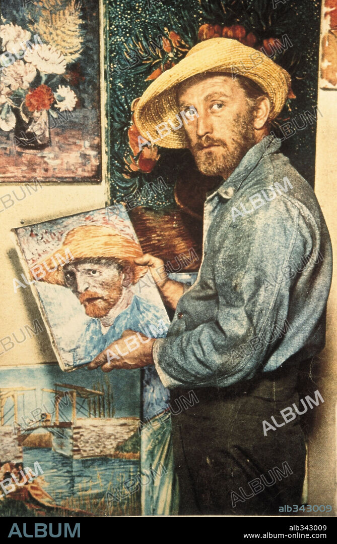 KIRK DOUGLAS y VINCENT VAN GOGH. KIRK DOUGLAS en EL LOCO DEL PELO ROJO, 1956 (LUST FOR LIFE), dirigida por VINCENTE MINNELLI. Copyright M.G.M.