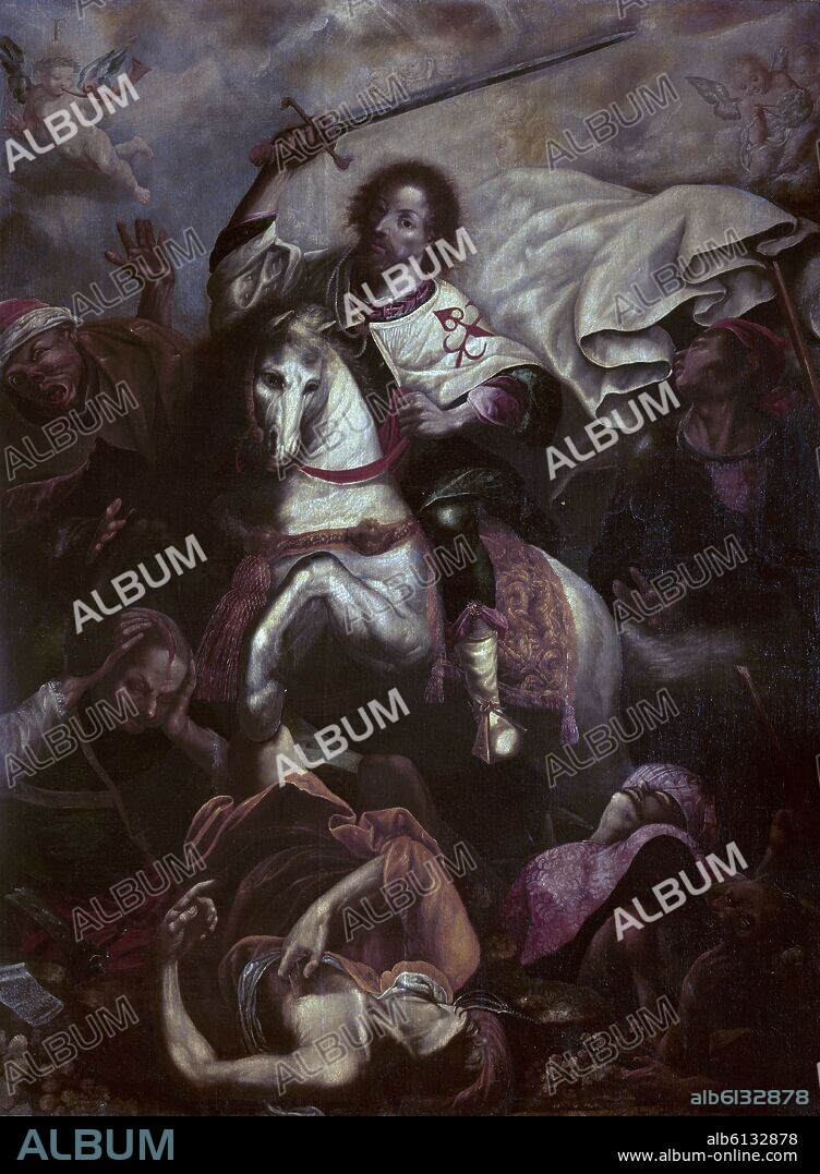 IGNACIO AEDO CALDERON-PINTOR BARROCO SXVII. SANTIAGO MATAMOROS - 1636 - PINTURA BARROCA.