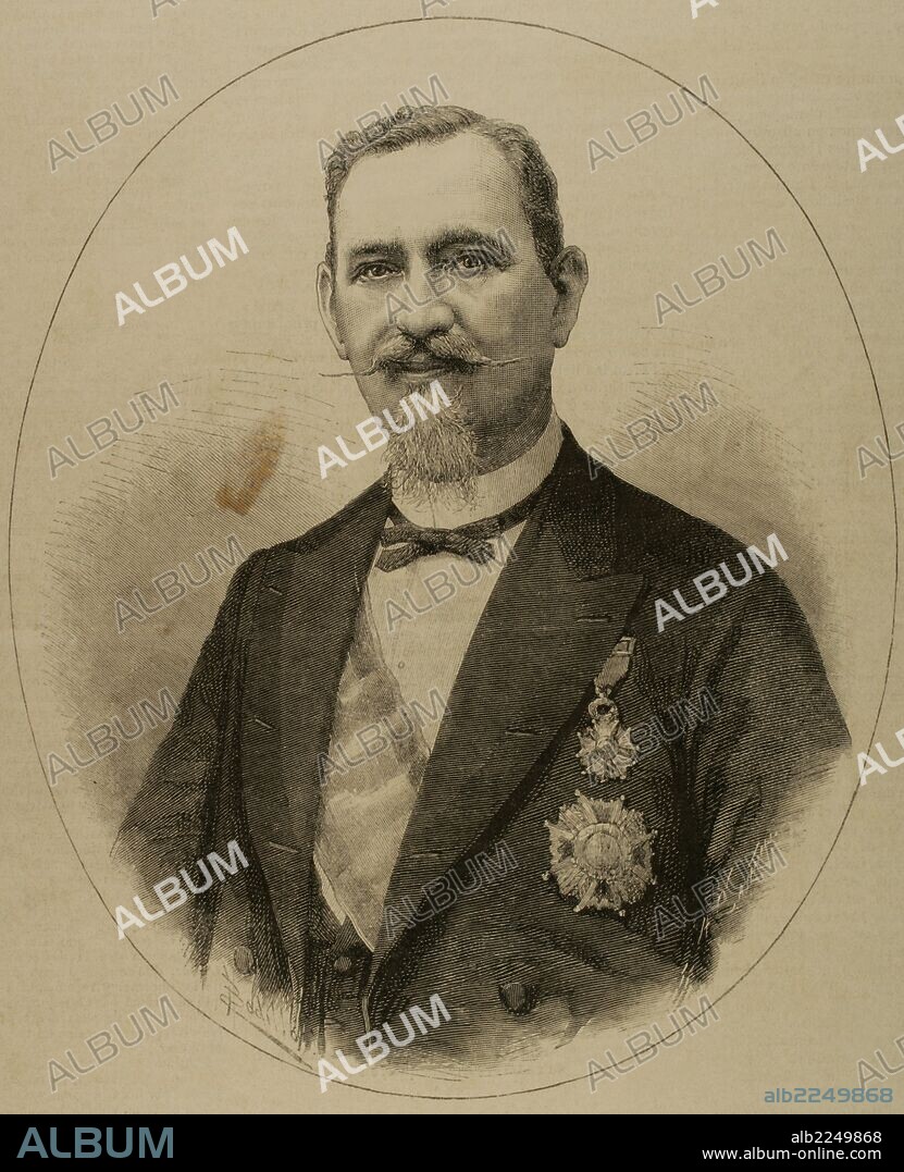 ARTURO CARRETERO Y SÁNCHEZ. MATIAS LOPEZ Y LOPEZ (1825-1891) Industrial gallego del chocolate y pionero en el marketing y uso de carteles publicitarios de sus productos. En 1875 creó la fábrica en el Escorial. Grabado por A. Carretero. "La Ilustración Española y Americana", 1889.