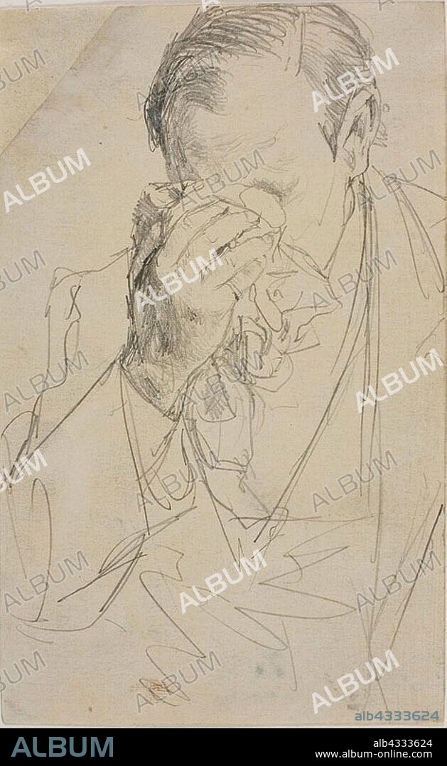 Weeping Man, 1850/59, Adolph Menzel, German, 1815–1905, Germany, Graphite on off-white wove paper, 131 x 81 mm.