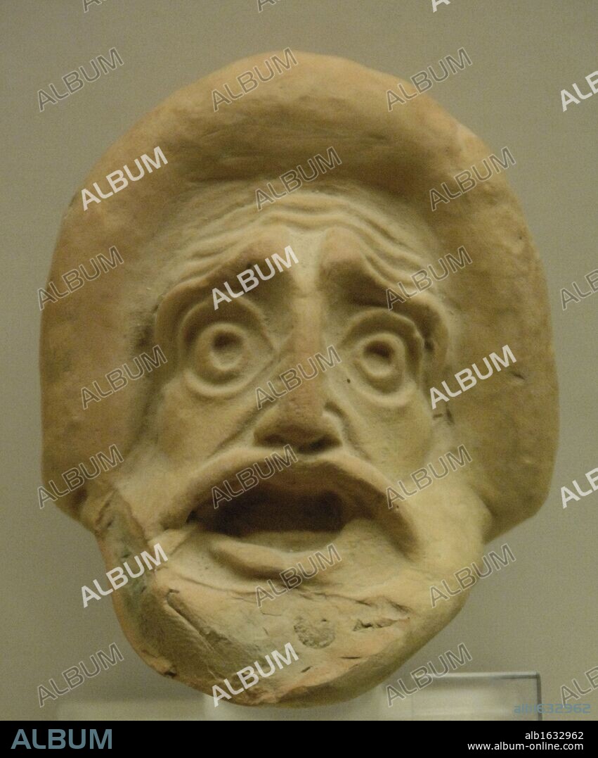 ARTE GRIEGO. SIGLO IV A. C. GRECIA. MASCARA TEATRAL TRAGICA. Museo Arqueológico de Olimpia. Provincia de Ilía. Región del Peloponeso. Grecia.