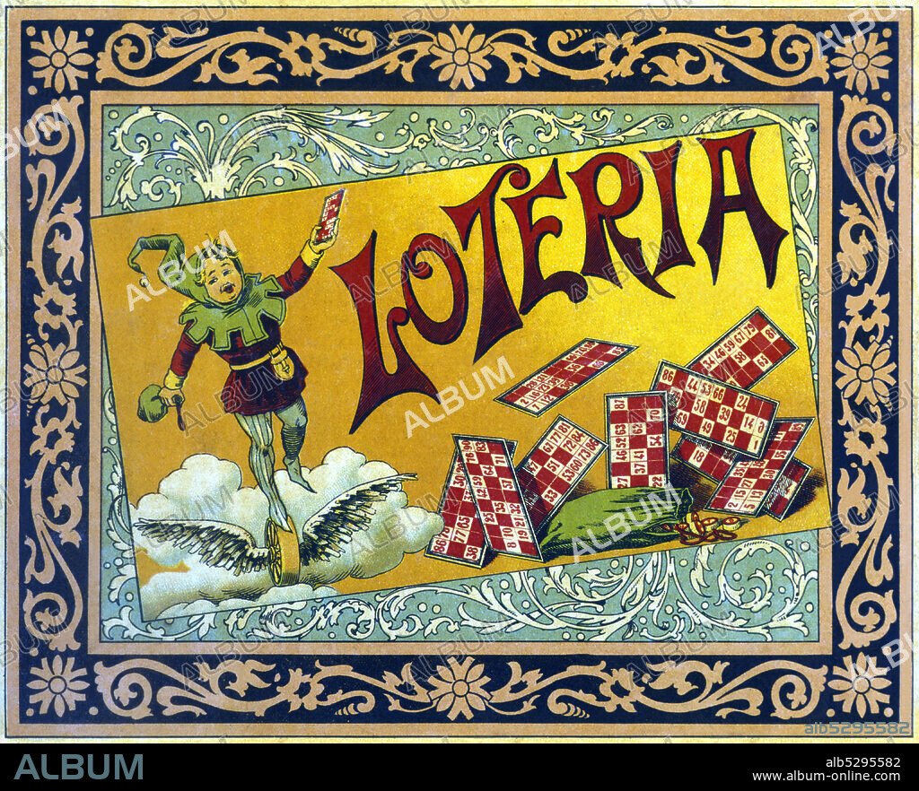 Juguetes de cartón y madera. Caja del juego Lotería, fabricado por Juguetes Borrás, de Mataró. Año 1903.