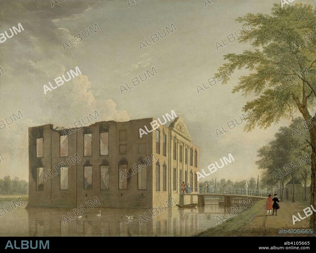 JAN TEN COMPE. Berckenrode Castle in Heemstede after the Fire. Berkenrode Castle, Heemstede, after the Fire of 4-5 May 1747: Side View. Dating: 1747. Measurements: h 39 cm × w 45 cm.