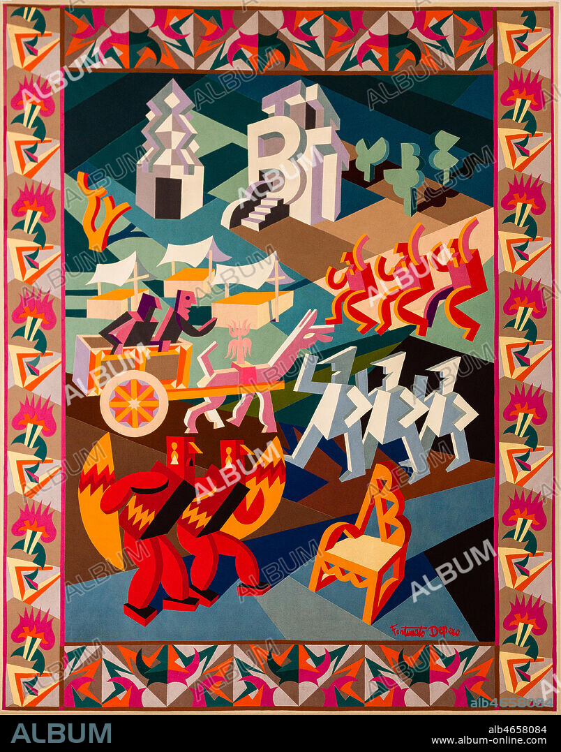 Rovereto, Casa Depero: "Festa della sedia" ("Feast of the Chair"), textile intarsia work by Fortunato Depero, 1927.