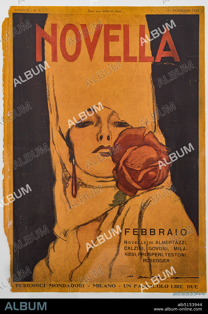 Novella, n. 2, February 1, 1923, Illustration by Marcello Dudovich for the cover of the Italian magazine, 1923, letterpress print.