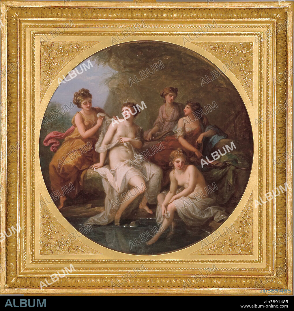ANGELICA KAUFFMAN. Diana and her nymphs bathing. Date/Period: Ca. 1778-82. Painting. Oil on canvas. Height: 66 mm (2.59 in); Width: 66.50 mm (2.61 in).