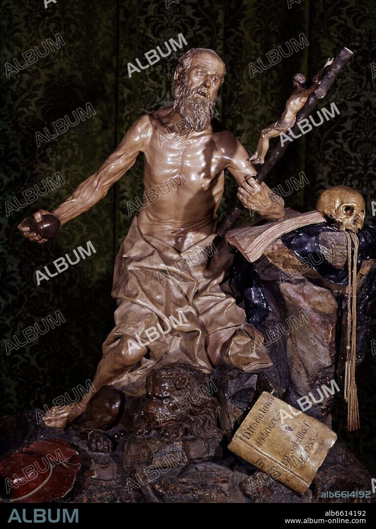 FRANCISCO SALZILLO. SAN JERONIMO - 1755 - MADERA POLICROMADA - ALTURA 165 CM - BARROCO ESPAÑOL.