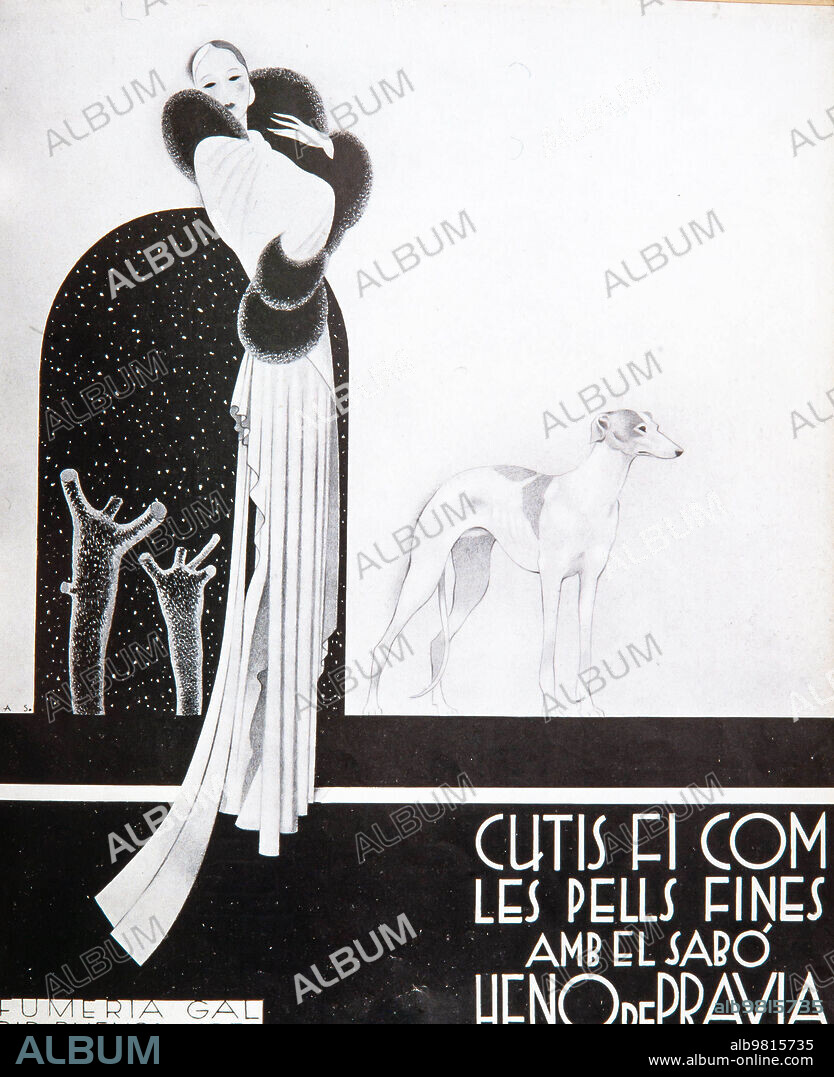 Interior de la revista "D'Ací i d'Allà", anuncio de 'Heno de Pravia', otoño 1932. I.M.H.B.